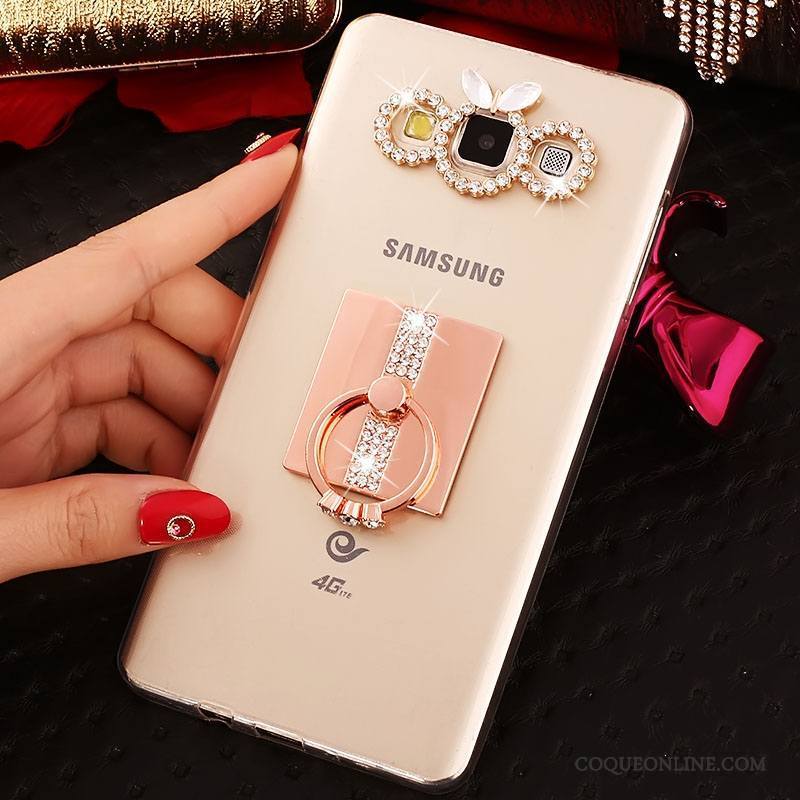 Samsung Galaxy A7 2015 Or Fluide Doux Coque Étui Strass Étoile Tout Compris