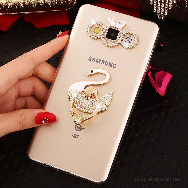 Samsung Galaxy A7 2015 Or Fluide Doux Coque Étui Strass Étoile Tout Compris