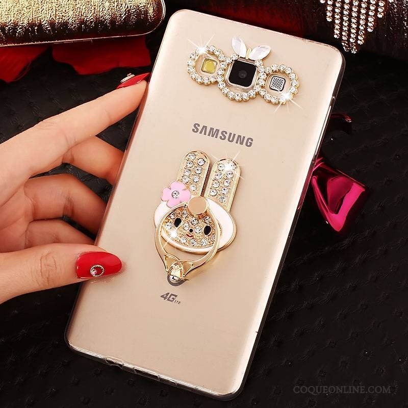 Samsung Galaxy A7 2015 Or Fluide Doux Coque Étui Strass Étoile Tout Compris