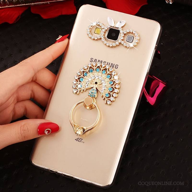 Samsung Galaxy A7 2015 Or Fluide Doux Coque Étui Strass Étoile Tout Compris