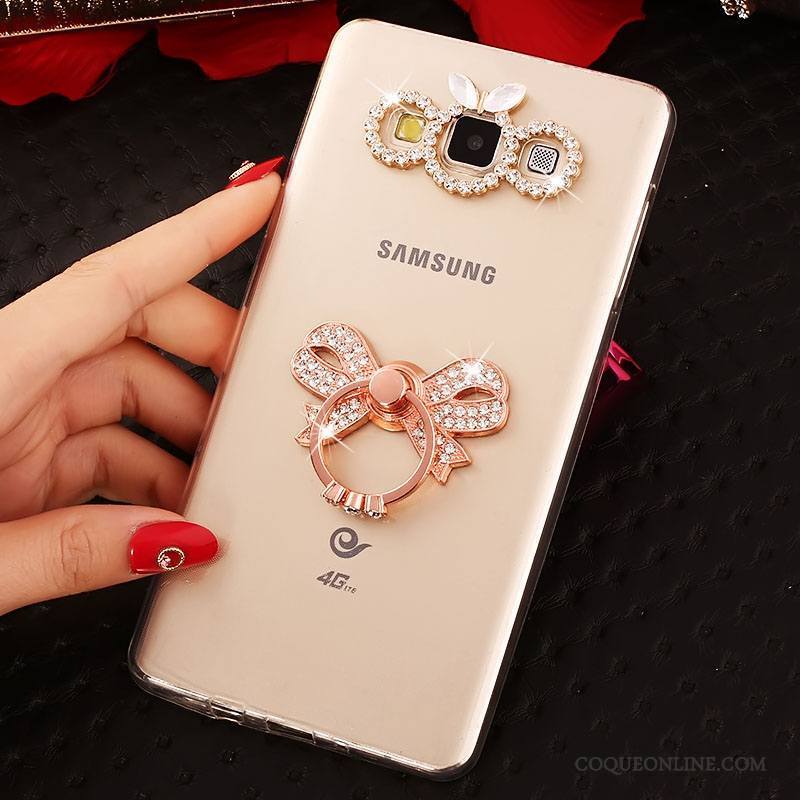 Samsung Galaxy A7 2015 Or Fluide Doux Coque Étui Strass Étoile Tout Compris