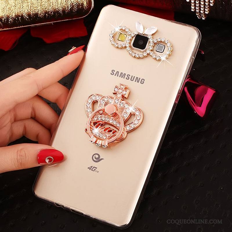 Samsung Galaxy A7 2015 Or Fluide Doux Coque Étui Strass Étoile Tout Compris