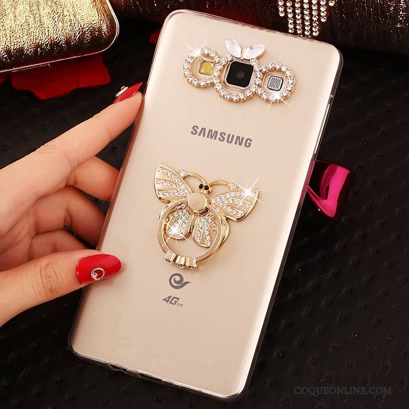 Samsung Galaxy A7 2015 Or Fluide Doux Coque Étui Strass Étoile Tout Compris