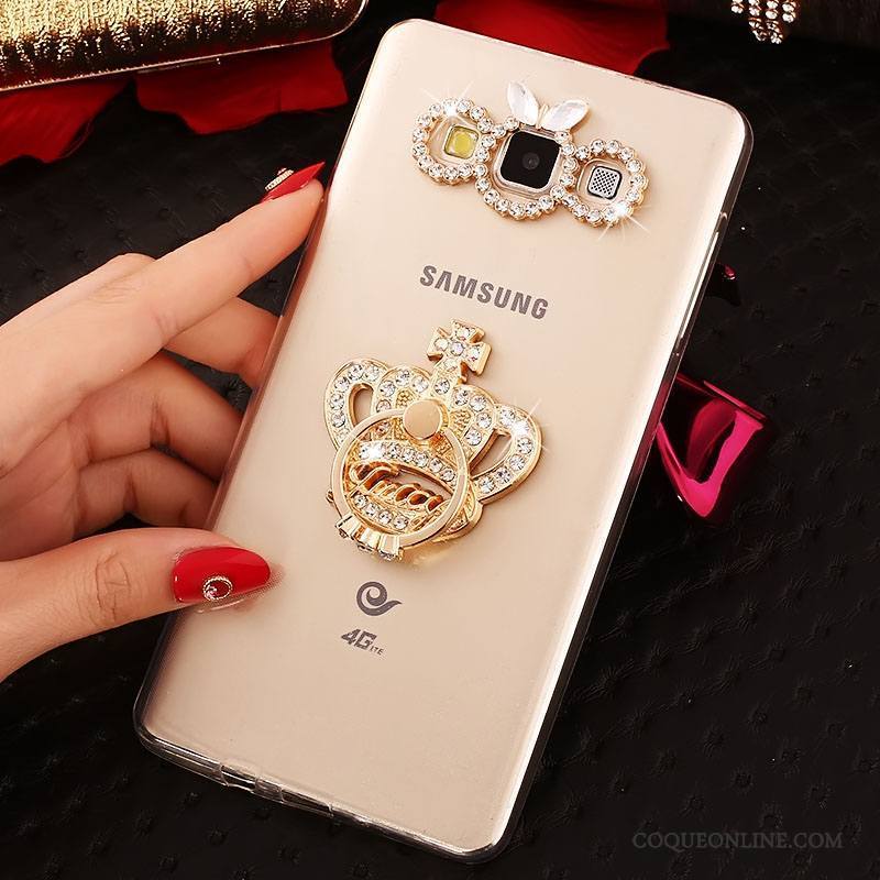 Samsung Galaxy A7 2015 Or Fluide Doux Coque Étui Strass Étoile Tout Compris