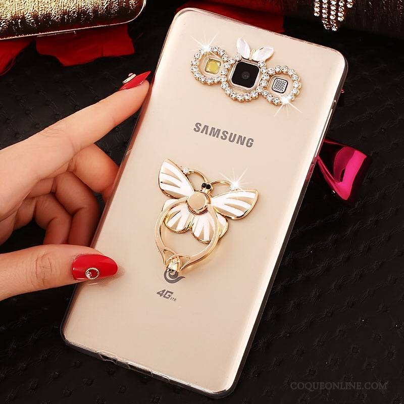 Samsung Galaxy A7 2015 Or Fluide Doux Coque Étui Strass Étoile Tout Compris