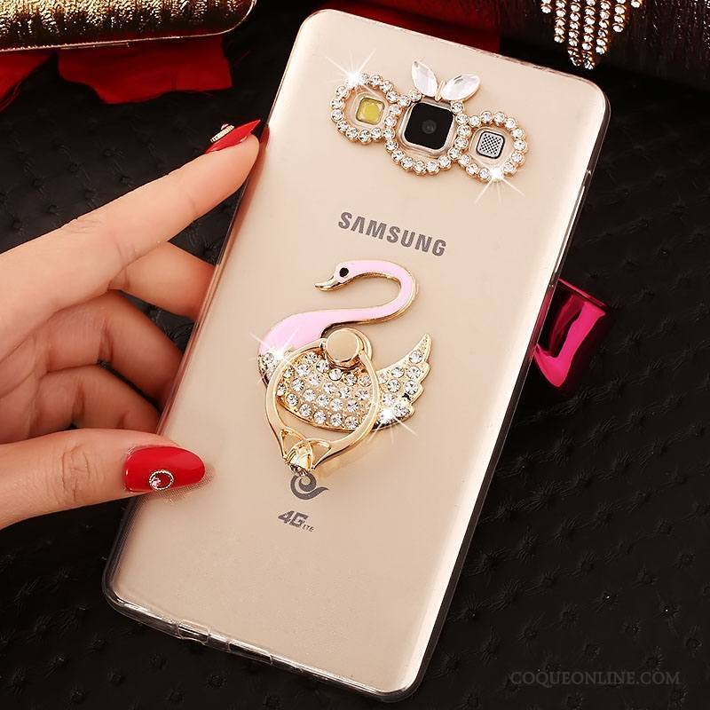 Samsung Galaxy A7 2015 Or Fluide Doux Coque Étui Strass Étoile Tout Compris