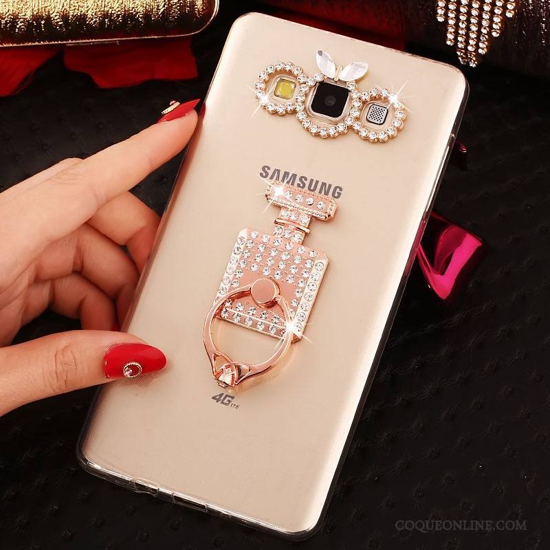 Samsung Galaxy A7 2015 Or Fluide Doux Coque Étui Strass Étoile Tout Compris