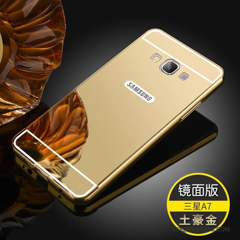 Samsung Galaxy A7 2015 Or Rose Métal Étui Miroir Couvercle Arrière Incassable Coque De Téléphone