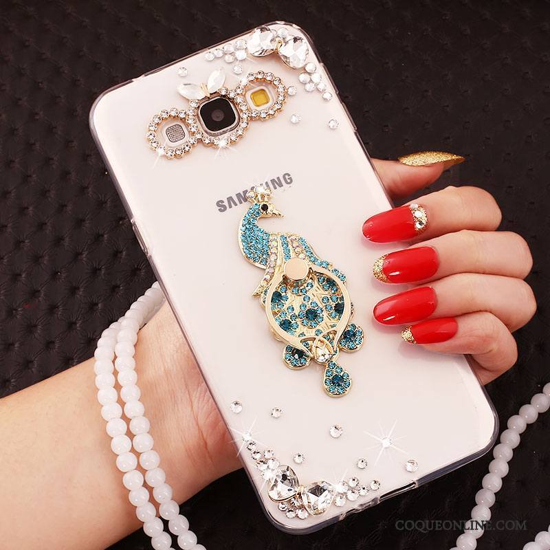 Samsung Galaxy A7 2015 Ornements Suspendus Incassable Strass Coque Silicone Étoile Étui