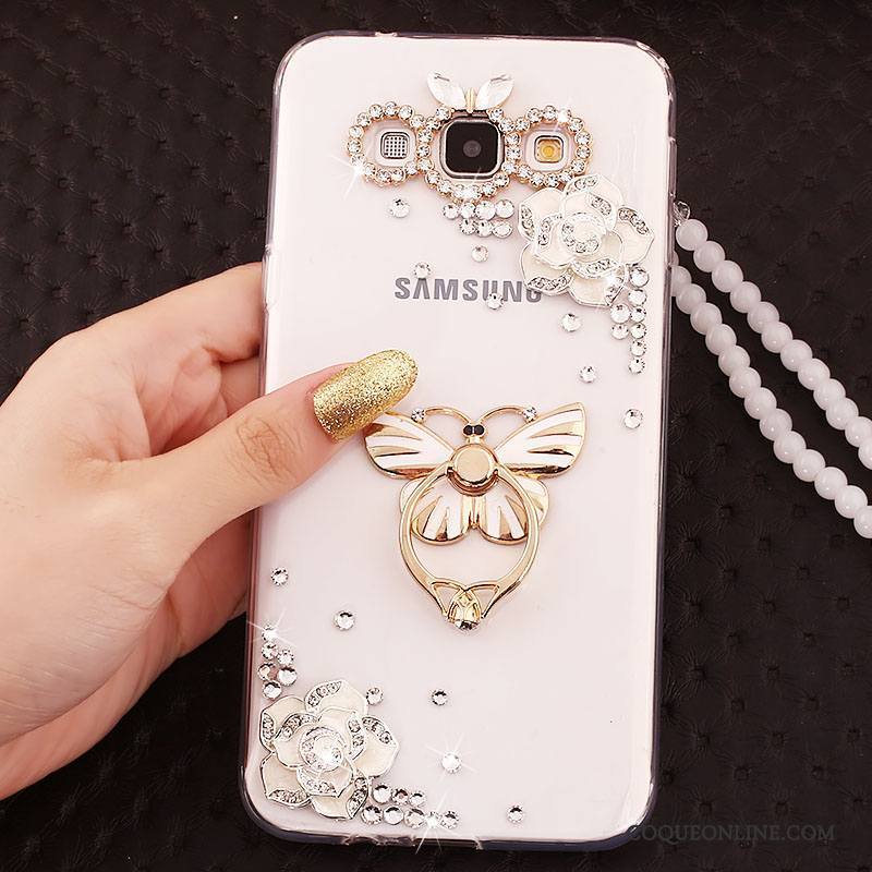 Samsung Galaxy A7 2015 Ornements Suspendus Incassable Strass Coque Silicone Étoile Étui