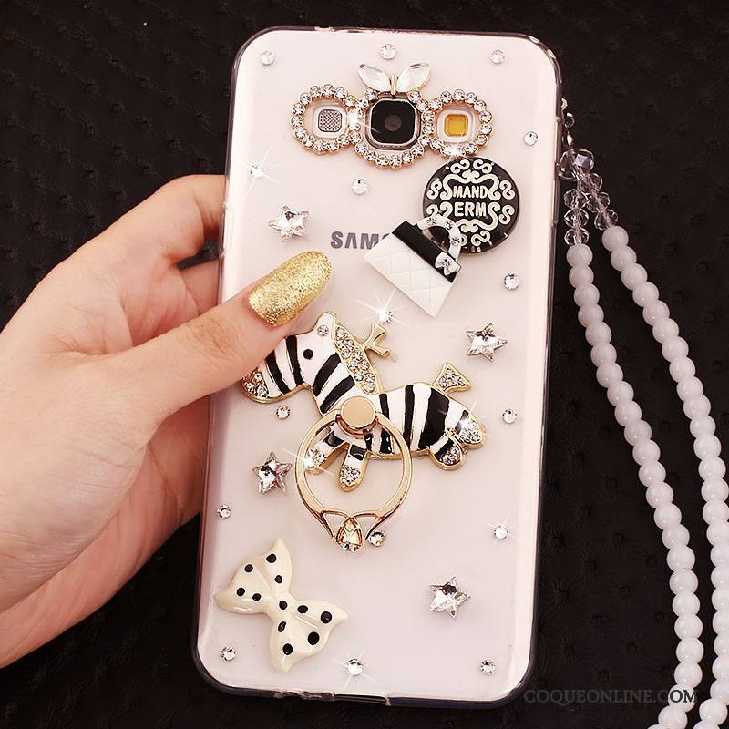 Samsung Galaxy A7 2015 Ornements Suspendus Incassable Strass Coque Silicone Étoile Étui