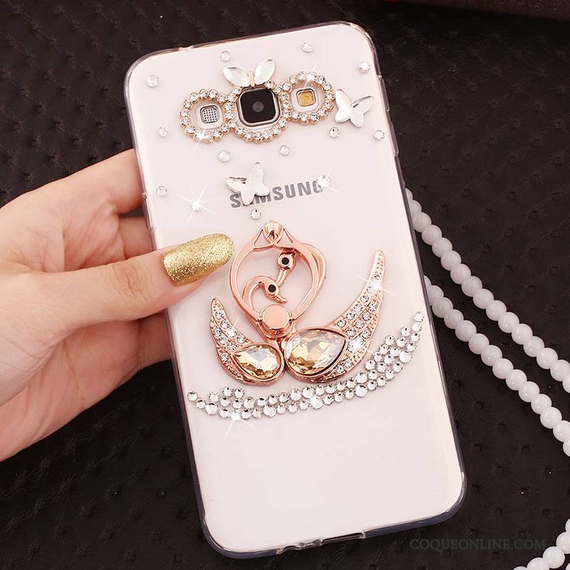 Samsung Galaxy A7 2015 Ornements Suspendus Incassable Strass Coque Silicone Étoile Étui