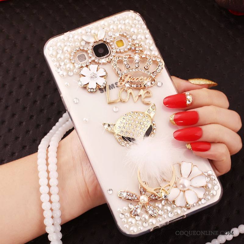 Samsung Galaxy A7 2015 Ornements Suspendus Incassable Strass Coque Silicone Étoile Étui