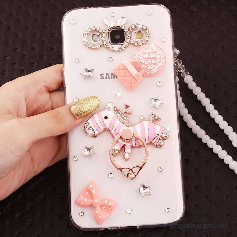 Samsung Galaxy A7 2015 Ornements Suspendus Incassable Strass Coque Silicone Étoile Étui