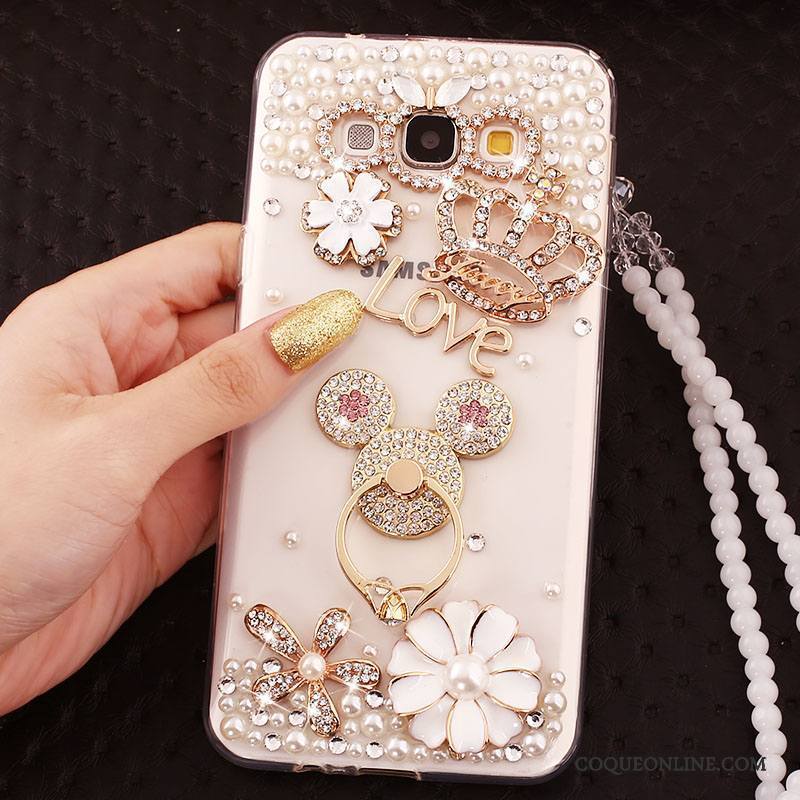 Samsung Galaxy A7 2015 Ornements Suspendus Incassable Strass Coque Silicone Étoile Étui