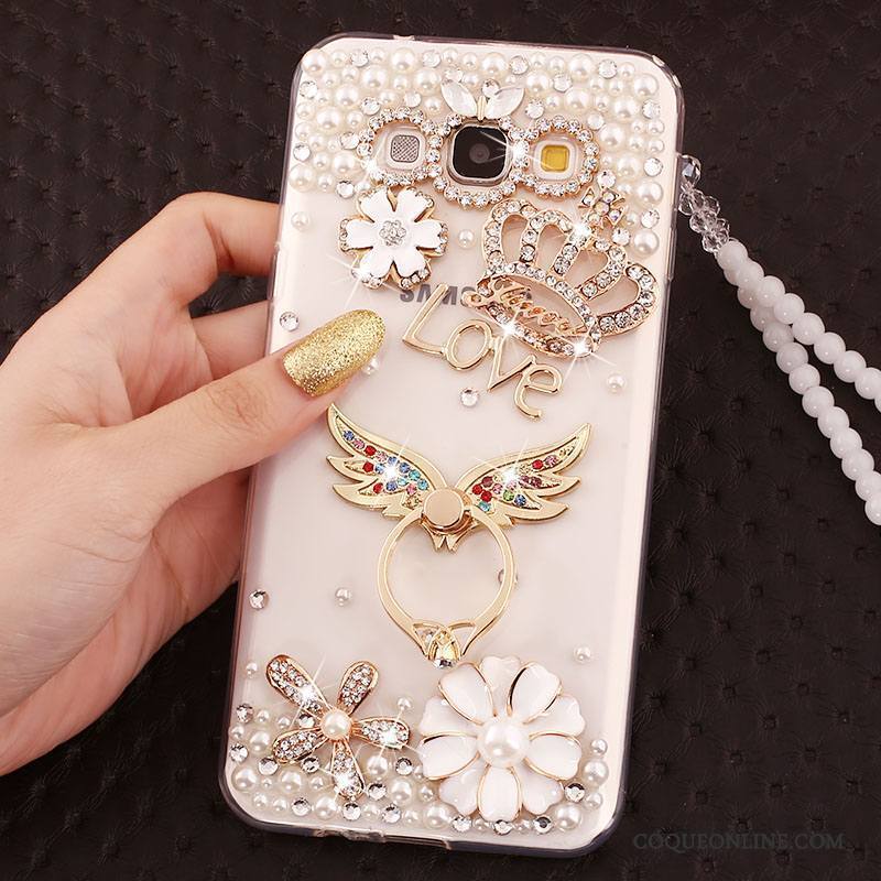 Samsung Galaxy A7 2015 Ornements Suspendus Incassable Strass Coque Silicone Étoile Étui