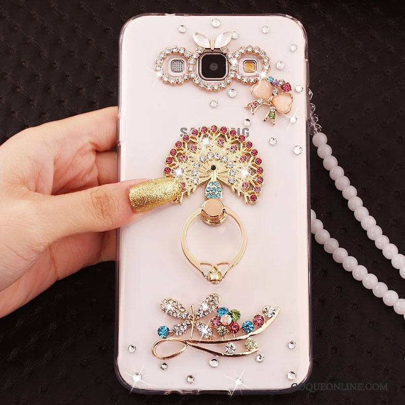 Samsung Galaxy A7 2015 Ornements Suspendus Incassable Strass Coque Silicone Étoile Étui