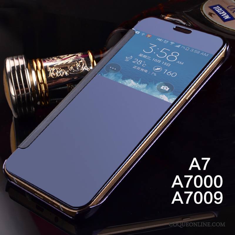 Samsung Galaxy A7 2015 Protection Coque Miroir Téléphone Portable Bleu Étoile Étui