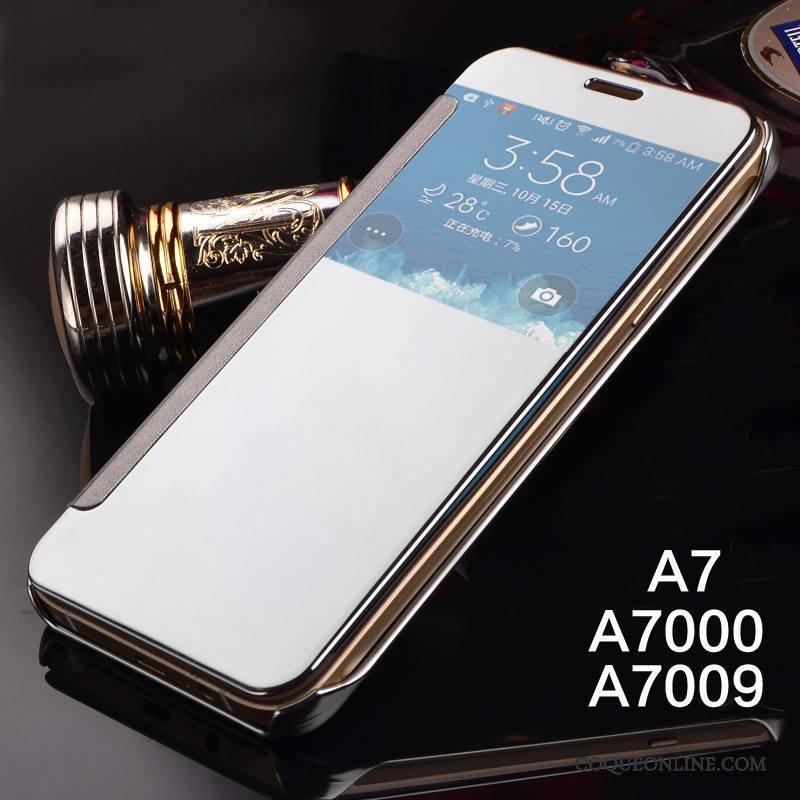 Samsung Galaxy A7 2015 Protection Coque Miroir Téléphone Portable Bleu Étoile Étui