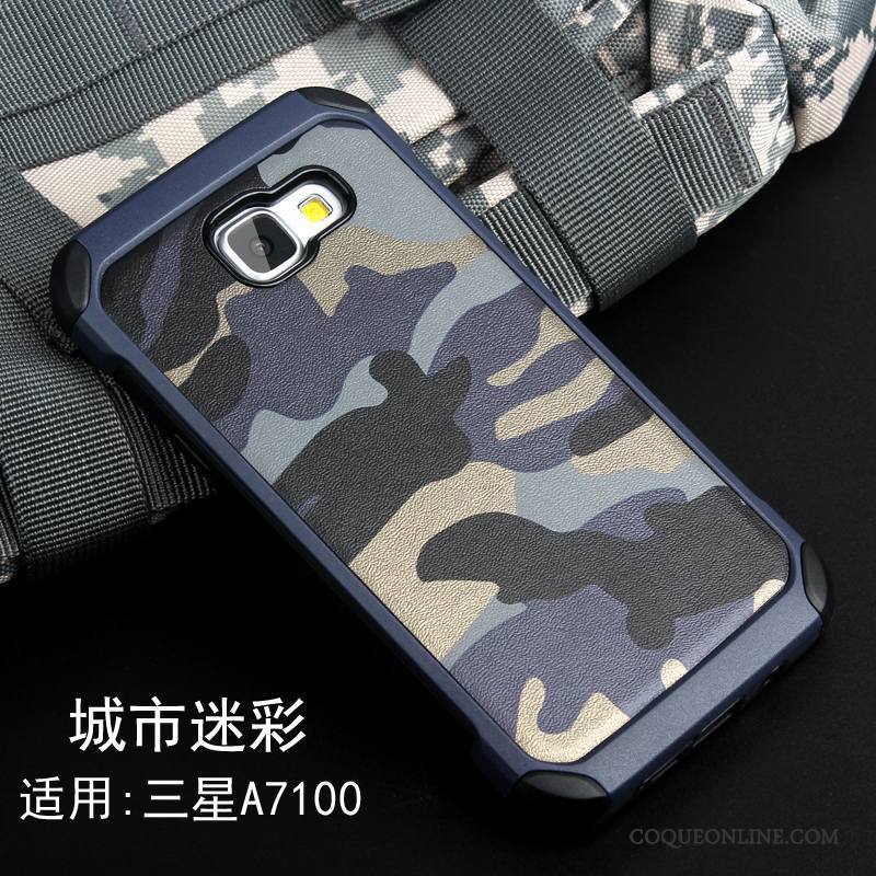 Samsung Galaxy A7 2016 Coque Camouflage Personnalité Incassable Silicone Protection Bleu Étoile