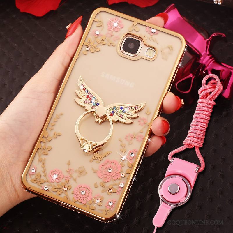 Samsung Galaxy A7 2016 Coque Incassable Protection Strass Or Étoile Anneau Étui