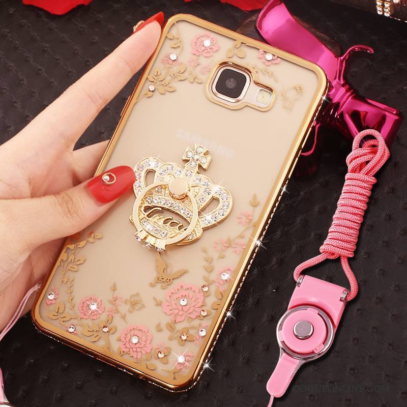 Samsung Galaxy A7 2016 Coque Incassable Protection Strass Or Étoile Anneau Étui