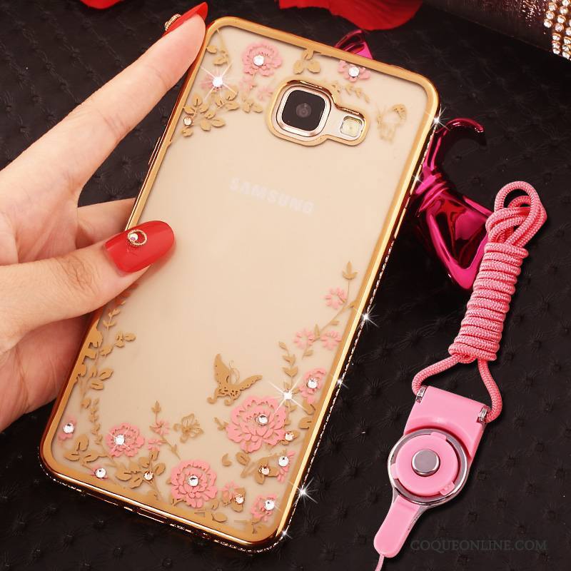 Samsung Galaxy A7 2016 Coque Incassable Protection Strass Or Étoile Anneau Étui