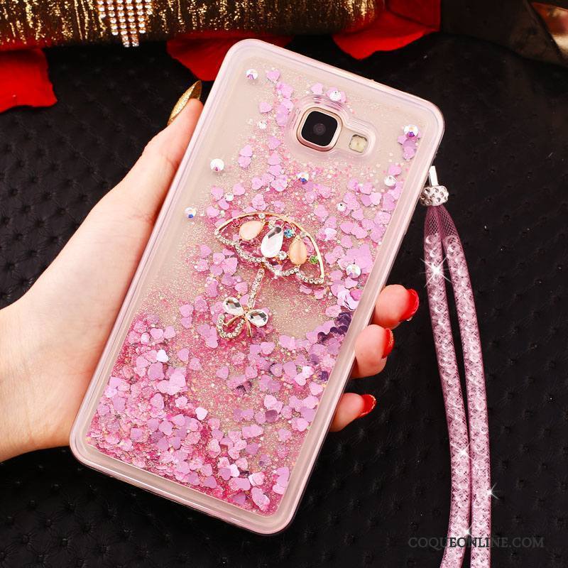 Samsung Galaxy A7 2016 Coque Étoile Silicone Rose Ornements Suspendus Quicksand Étui Protection