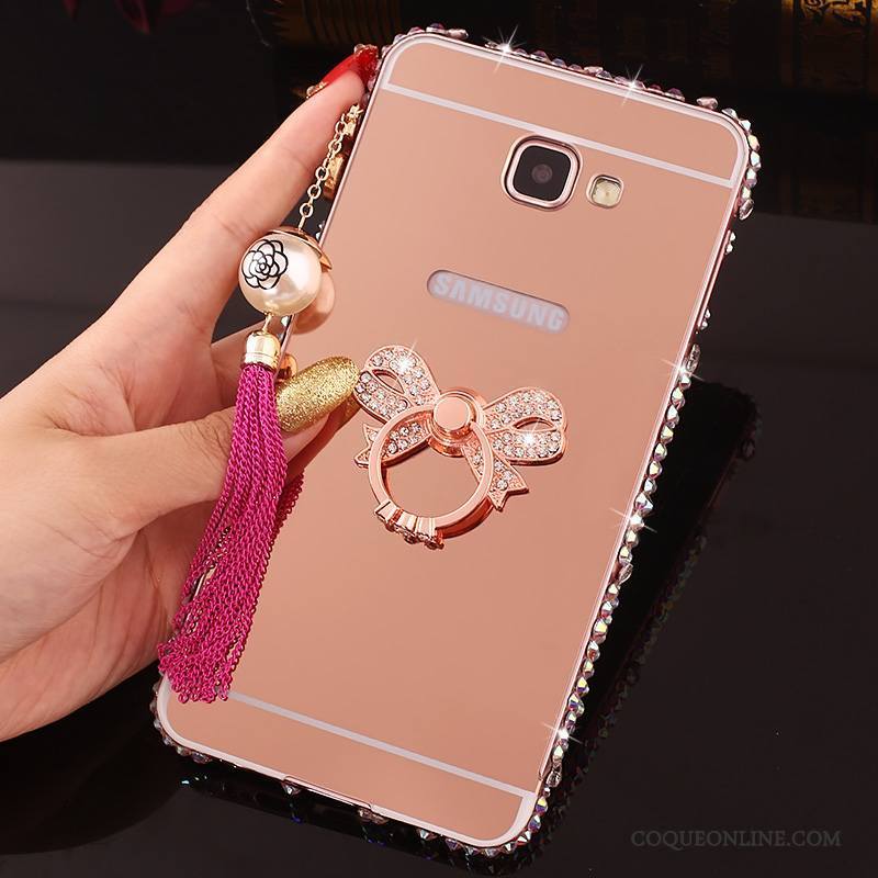 Samsung Galaxy A7 2016 Incruster Strass Coque De Téléphone Border Étoile Or Rose Protection Couvercle Arrière