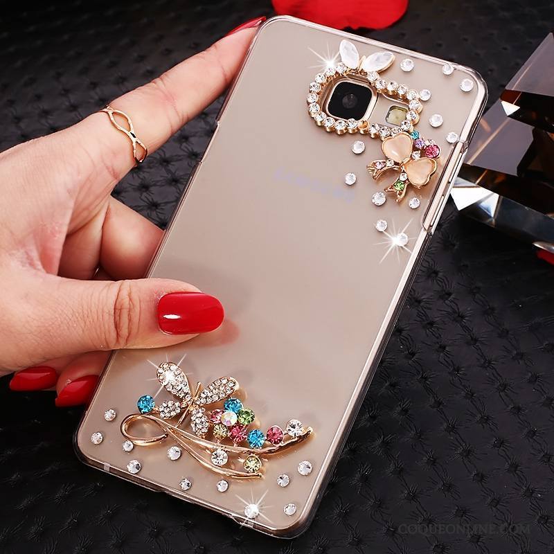 Samsung Galaxy A7 2016 Protection Strass Transparent Étoile Incruster Strass Or Coque