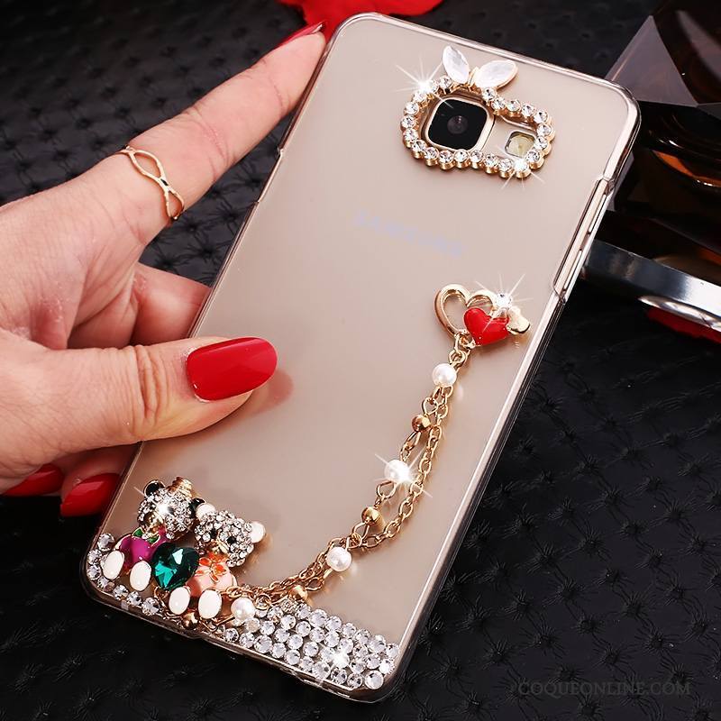 Samsung Galaxy A7 2016 Protection Strass Transparent Étoile Incruster Strass Or Coque