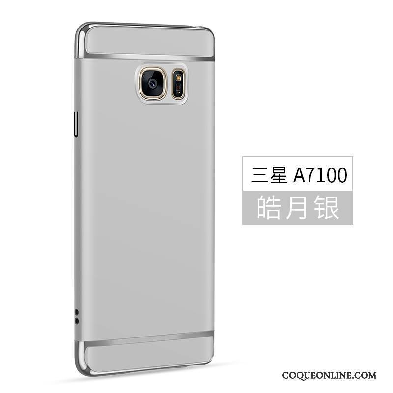Samsung Galaxy A7 2016 Téléphone Portable Délavé En Daim Coque Difficile Argent Étoile Incassable