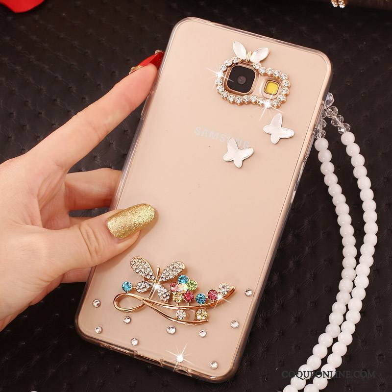 Samsung Galaxy A7 2017 Étoile Coque De Téléphone Or Étui Fluide Doux Ornements Suspendus Strass