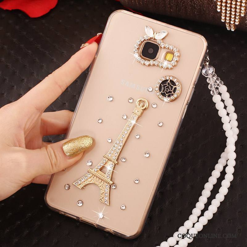 Samsung Galaxy A7 2017 Étoile Coque De Téléphone Or Étui Fluide Doux Ornements Suspendus Strass