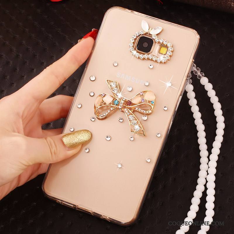 Samsung Galaxy A7 2017 Étoile Coque De Téléphone Or Étui Fluide Doux Ornements Suspendus Strass