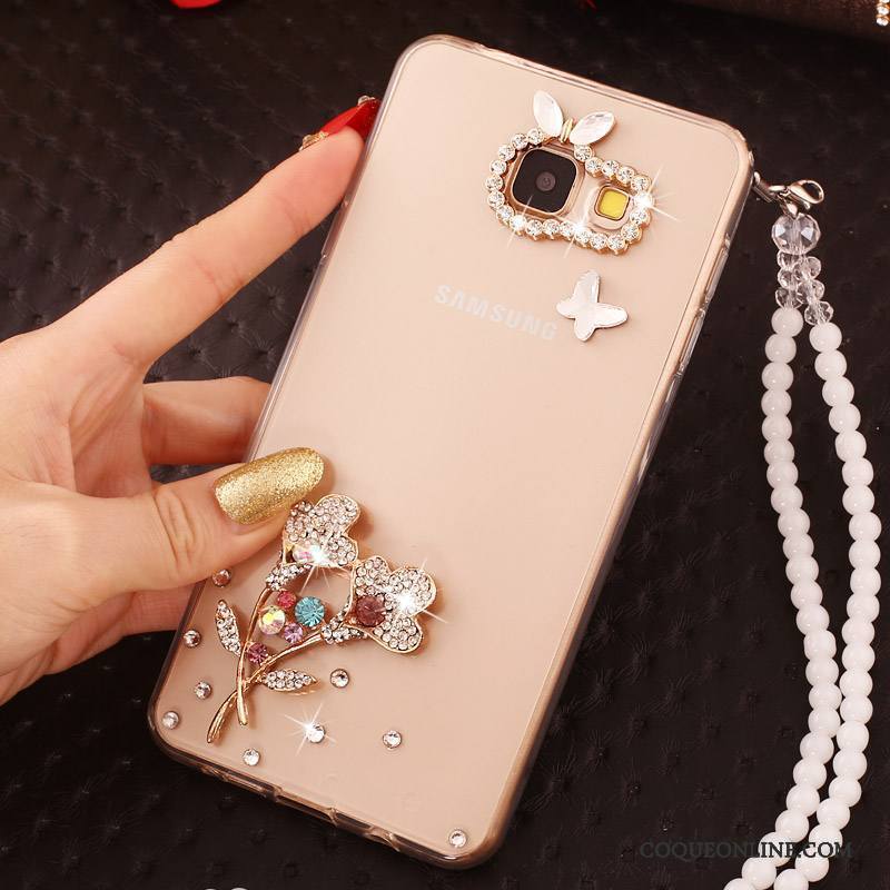 Samsung Galaxy A7 2017 Étoile Coque De Téléphone Or Étui Fluide Doux Ornements Suspendus Strass