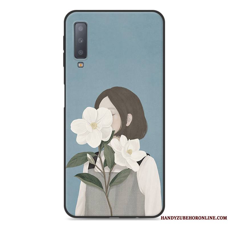 Samsung Galaxy A7 2018 Coque De Téléphone Art Petit Ornements Suspendus Frais Vert Étoile