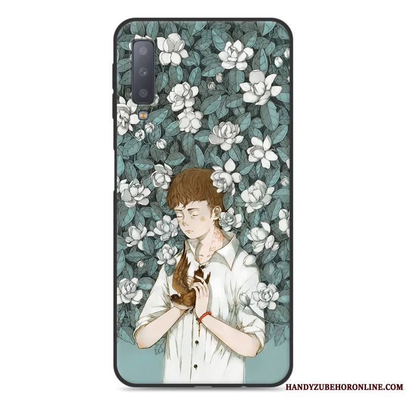 Samsung Galaxy A7 2018 Coque De Téléphone Art Petit Ornements Suspendus Frais Vert Étoile