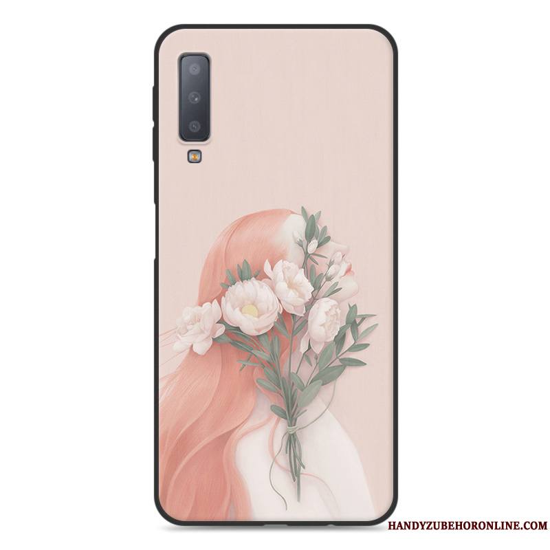 Samsung Galaxy A7 2018 Coque Silicone Étoile Incassable Blanc Étui Tendance Net Rouge