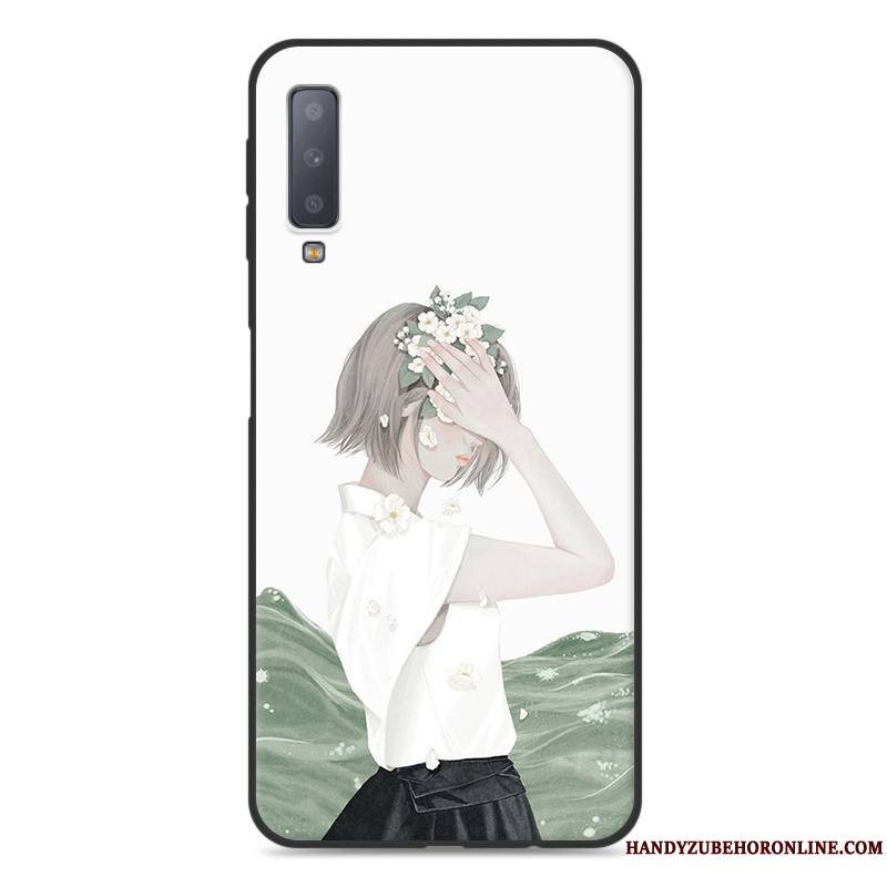 Samsung Galaxy A7 2018 Coque Silicone Étoile Incassable Blanc Étui Tendance Net Rouge