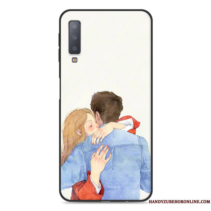 Samsung Galaxy A7 2018 Coque Silicone Étoile Incassable Blanc Étui Tendance Net Rouge