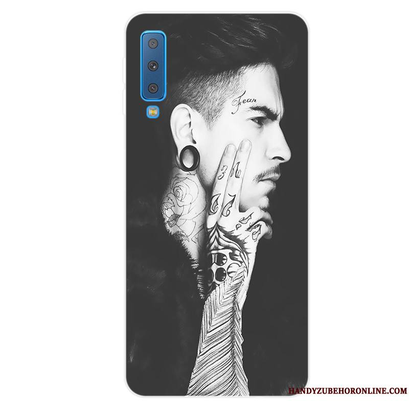 Samsung Galaxy A7 2018 Tout Compris Silicone Fluide Doux Coque De Téléphone Tendance Personnalité Étoile