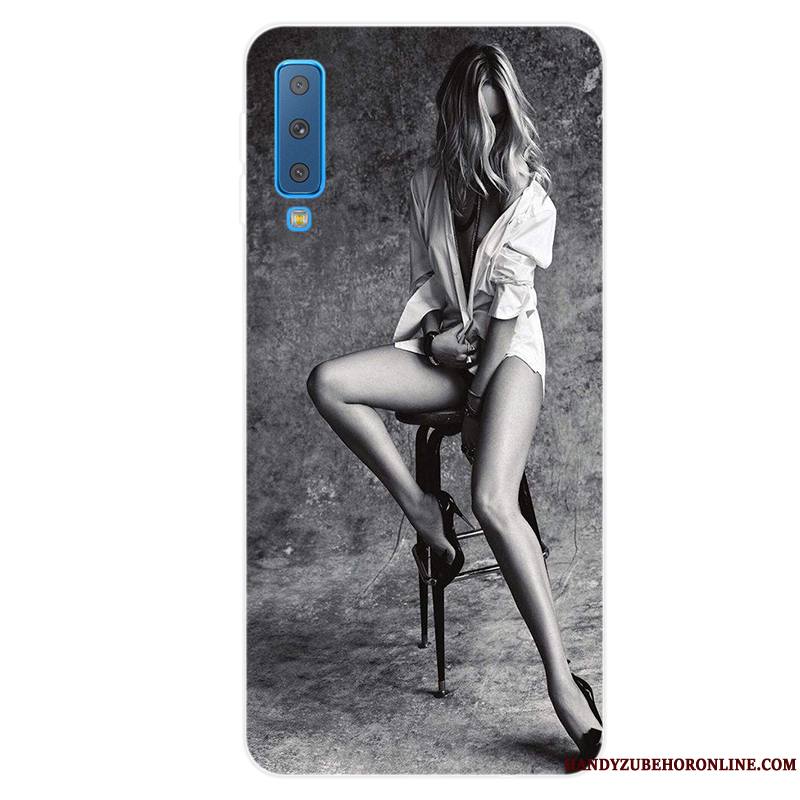 Samsung Galaxy A7 2018 Tout Compris Silicone Fluide Doux Coque De Téléphone Tendance Personnalité Étoile