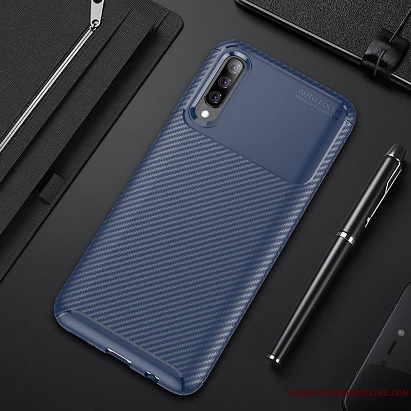 Samsung Galaxy A70 Bleu Étui Incassable Coque De Téléphone Fluide Doux Business Étoile