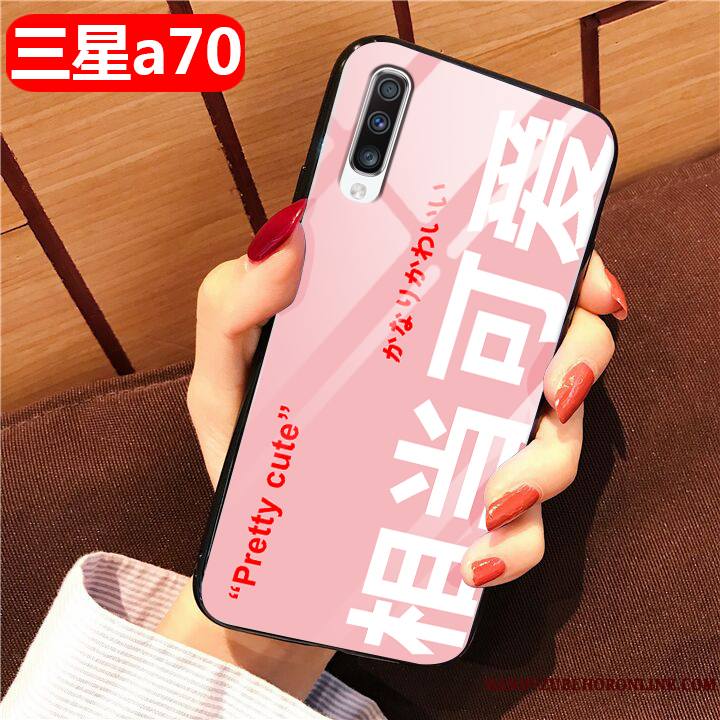 Samsung Galaxy A70 Coque De Téléphone Noir Verre Étoile Amoureux Protection Incassable