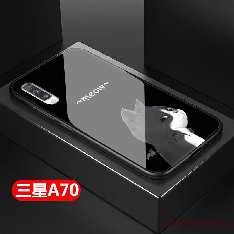 Samsung Galaxy A70 Coque Noir Amoureux Marque De Tendance Verre Difficile Étoile Tout Compris