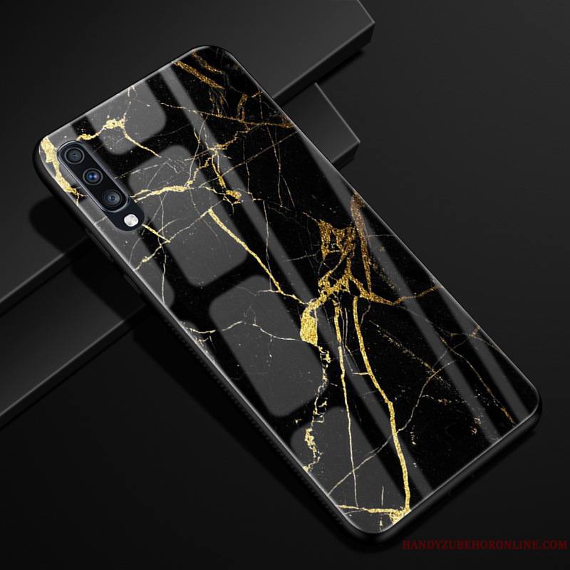 Samsung Galaxy A70 Coque Noir Incassable Verre Étui Protection Silicone Étoile