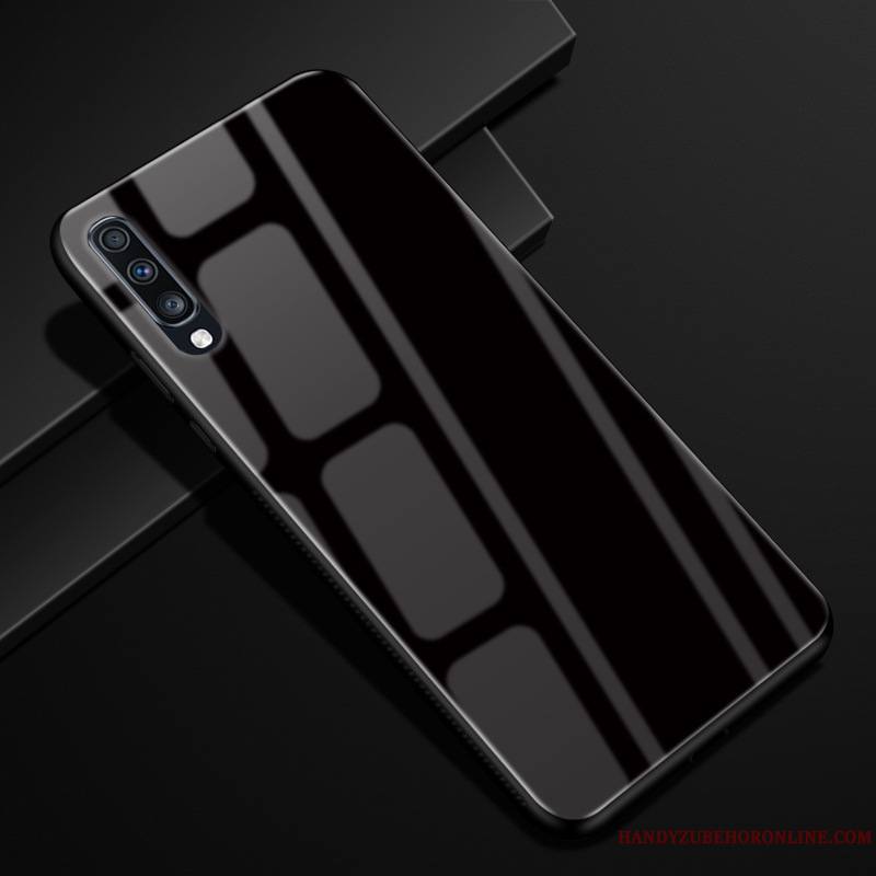 Samsung Galaxy A70 Coque Noir Incassable Verre Étui Protection Silicone Étoile