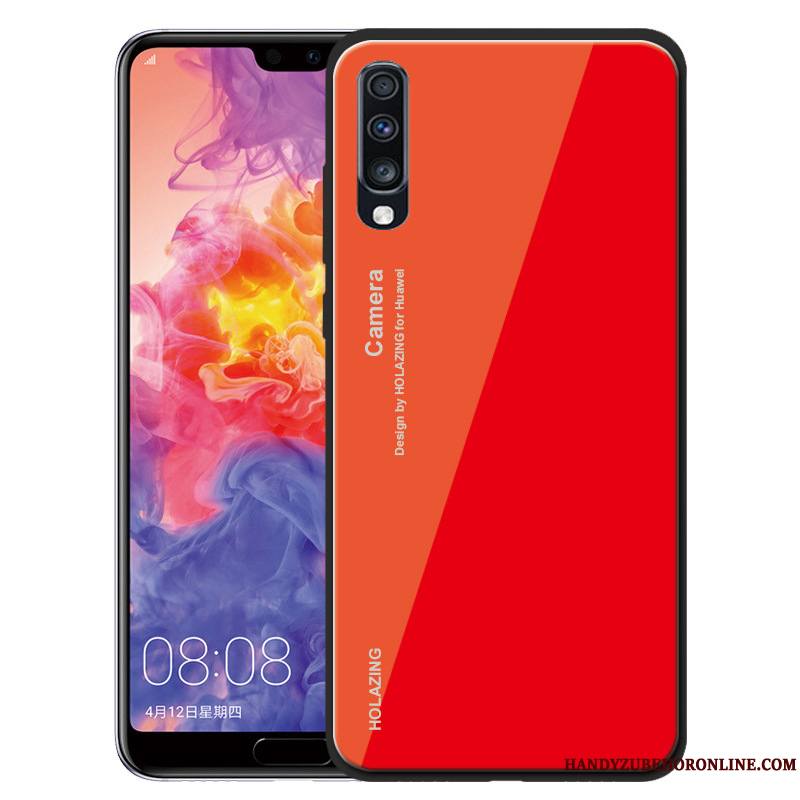 Samsung Galaxy A70 Couleur Unie Fluide Doux Étui Verre Vert Protection Coque De Téléphone