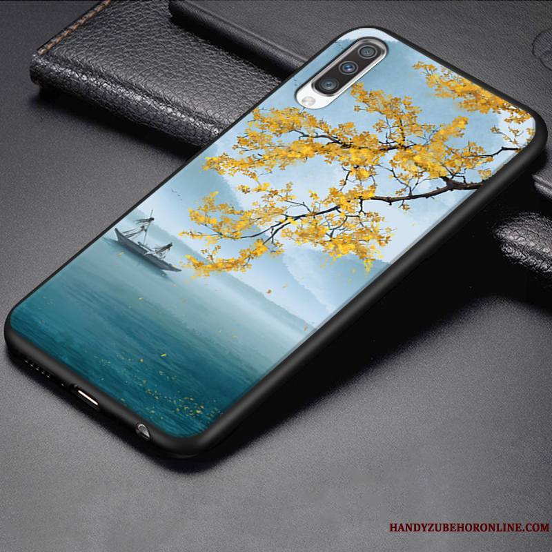 Samsung Galaxy A70 Créatif Protection Délavé En Daim Coque De Téléphone Tout Compris Amoureux Dessin Animé